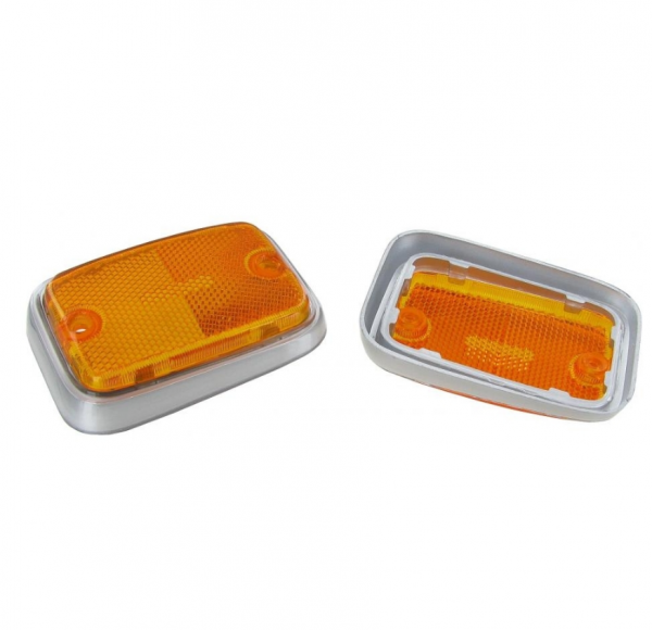 Begrenzungsleuchte silber orange Reflektor Seitenreflektor Begrenzungsleuchten VW Bus T2ab T2b 8.1969-7.1979 vergl. 211945119A